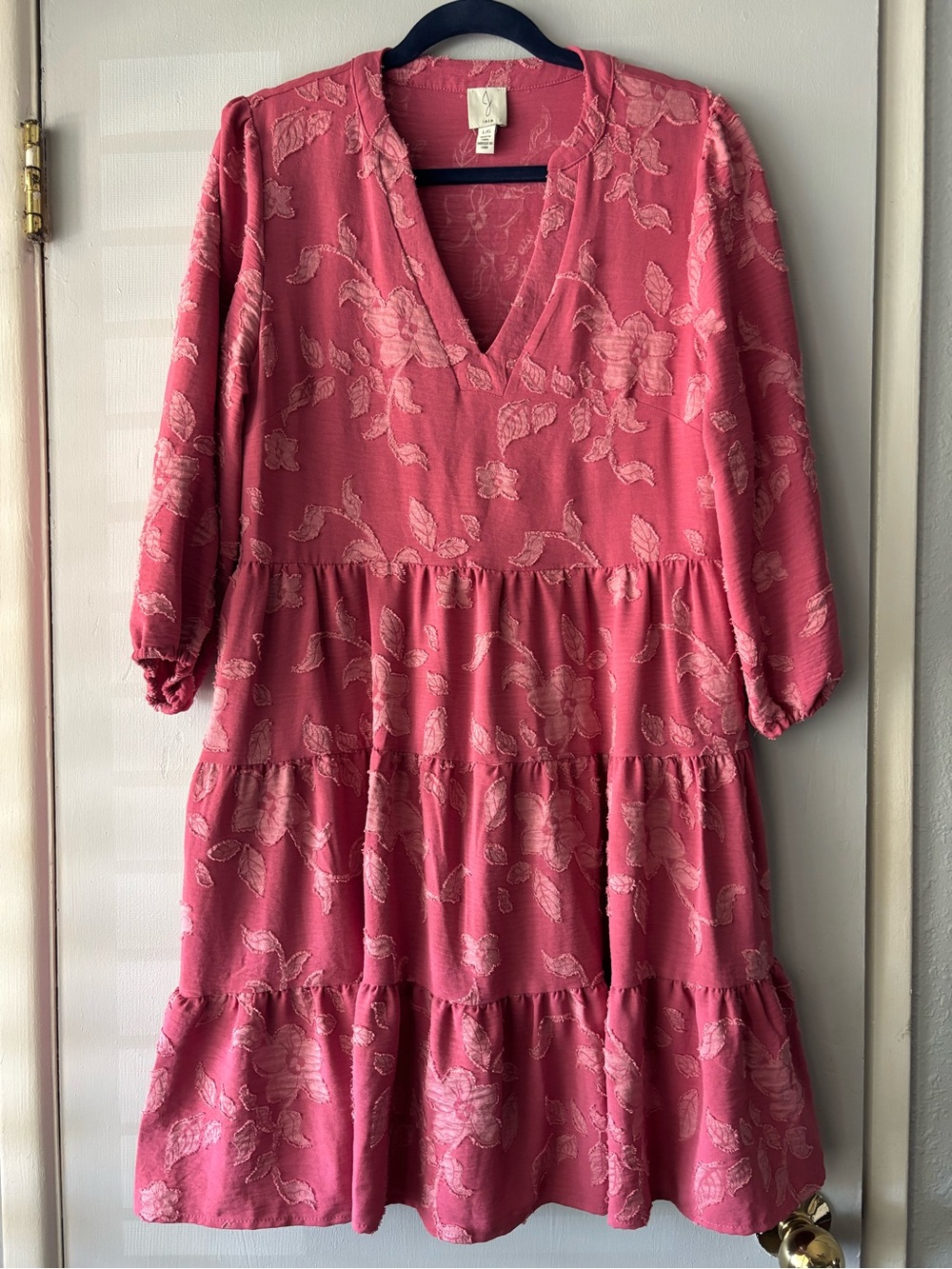 Joie Dusty Rose Floral Tiered V-Neck Mini Dress - Picture 3 of 8